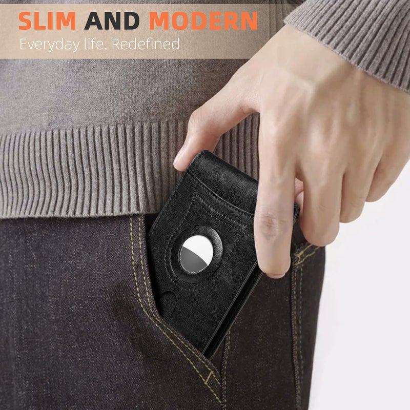 RUNBOX AirTag-Wallet-Mens-Slim-RFID Blocking Wallets Leather with Bill Compartment Air Tag Bifold Card Holder Wallet Gifts for Men Dad - Image 4